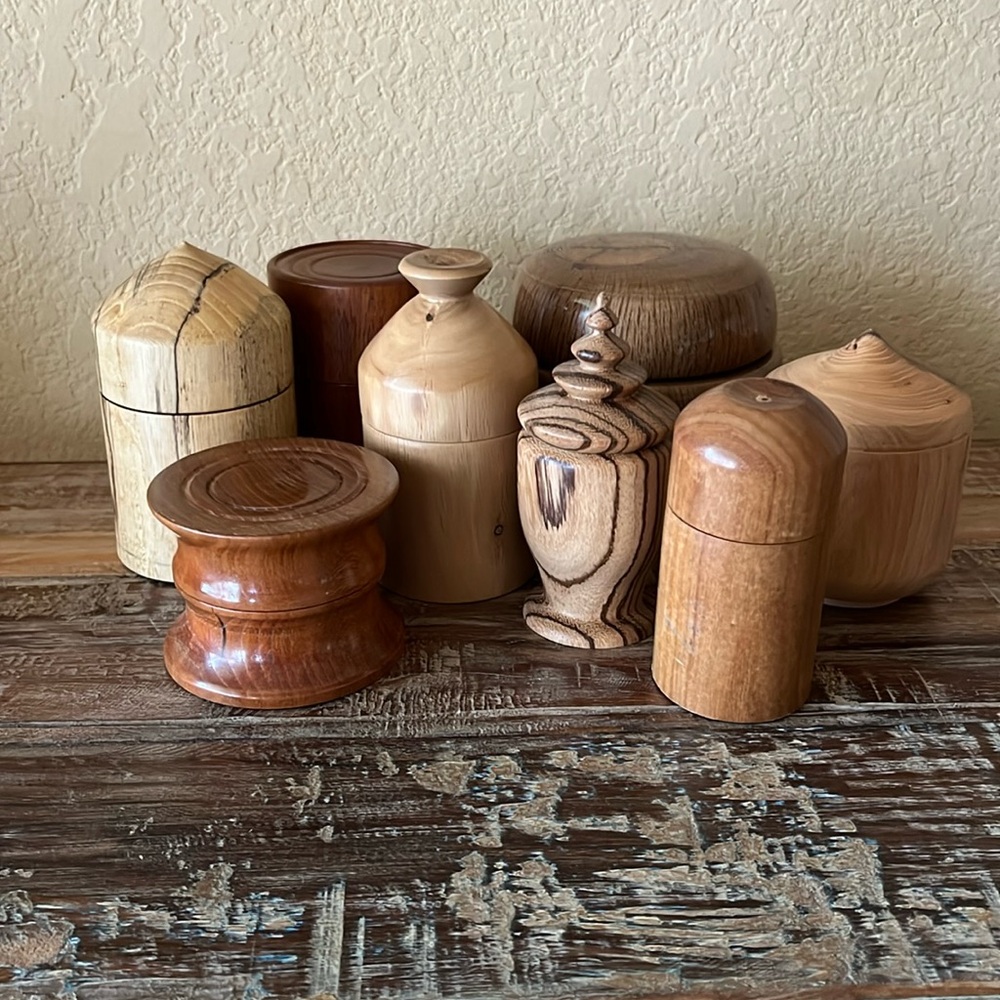 Lot of 8 Hand Turned Mini Wood Vases